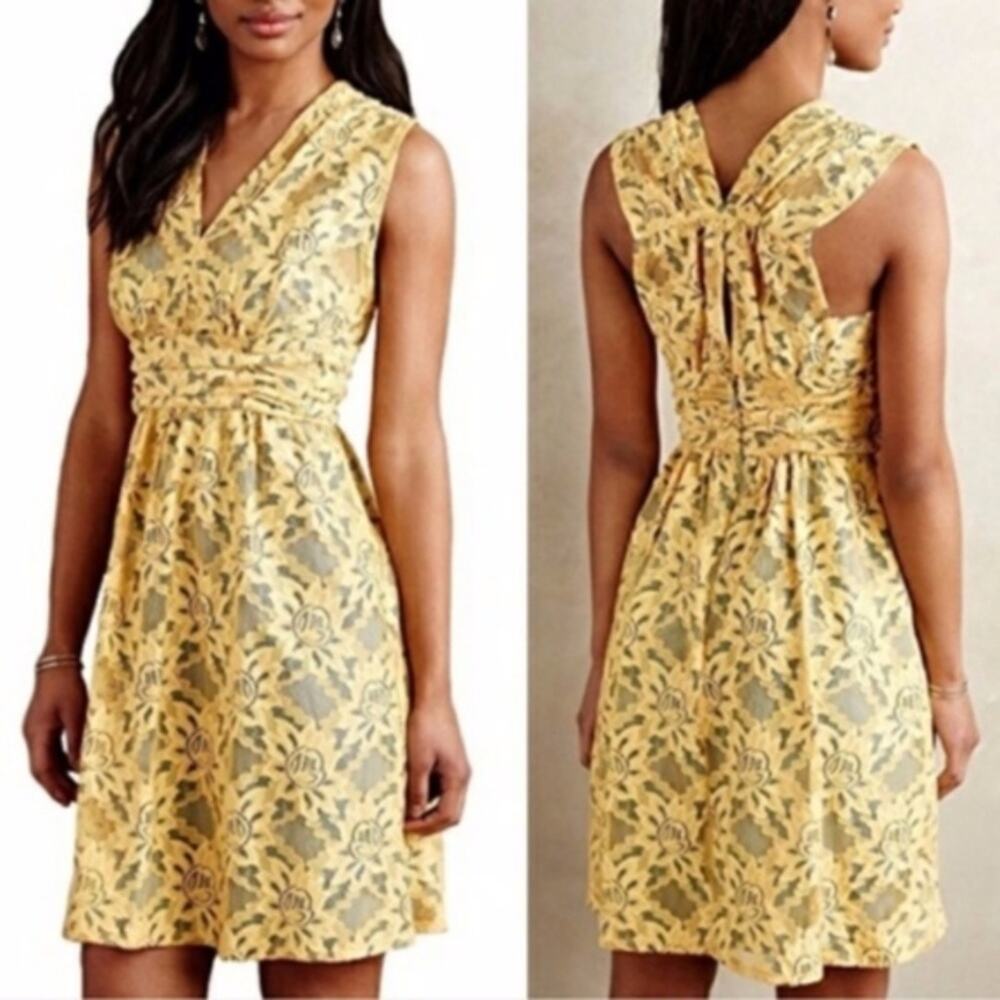 Plenty by Tracy Reese Dress Womens Size 0 Nikki Dress Yellow Lace Anthropologie